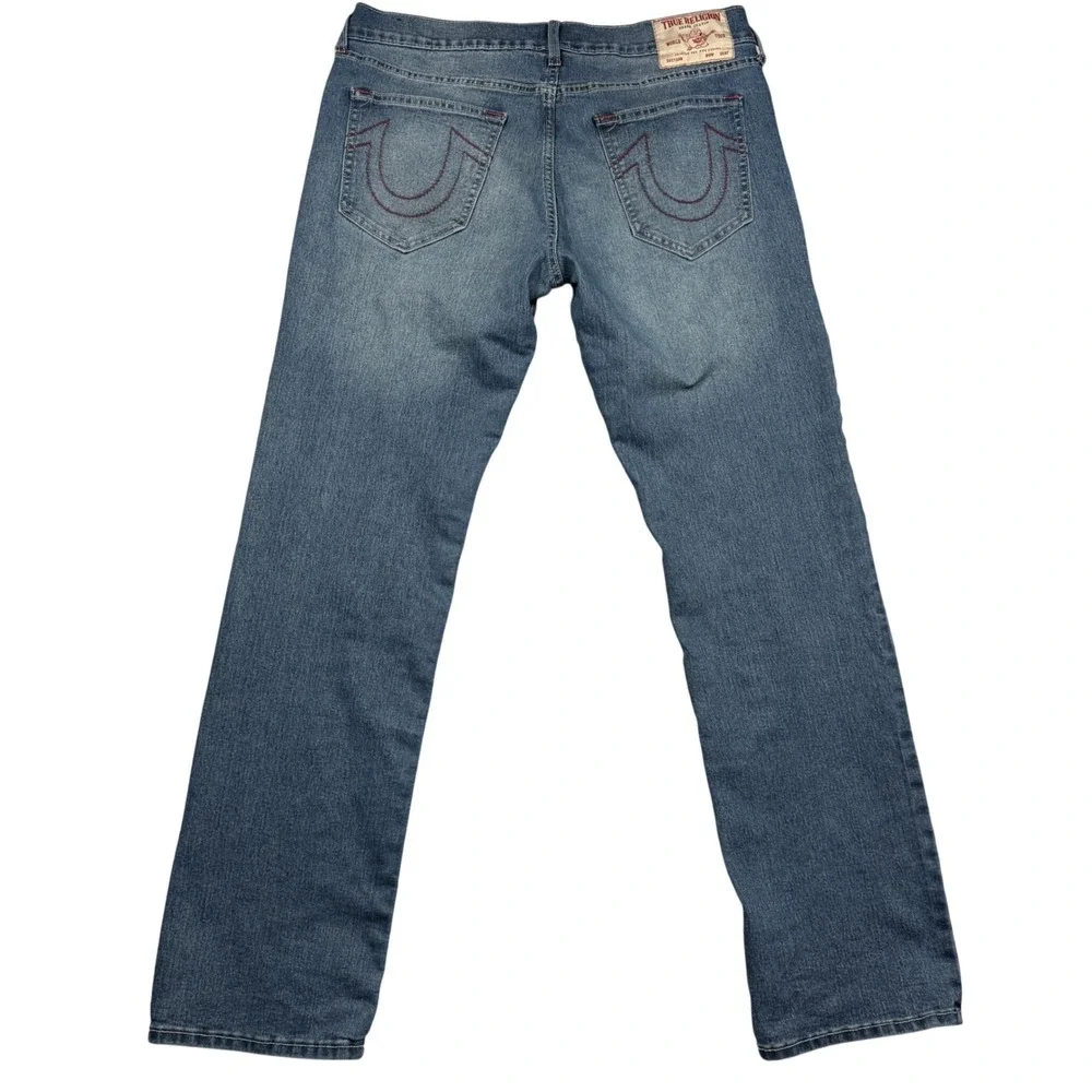 True Religion Ricky Relaxed Straight‎ Jeans Mens 36x33 Blue Denim Stretch